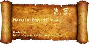 Matula Boglárka névjegykártya